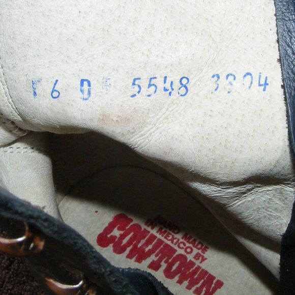 COWTOWN Granny Boots, 6, Dark Blue, Fringe/Kilte, Lace-up, Vintage, Navy - Picture 7 of 12